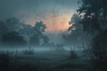 Fototapeta premium Mysterious Twilight Mood with Soft Textures and Serene Natural Landscape