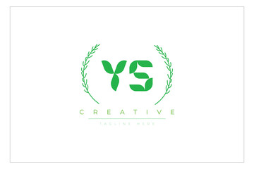 YS letters eco logo with leaf. Fresh nature and healthy leaf logo design.