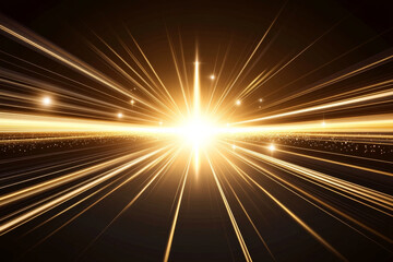 Obraz premium Bright golden light burst with dynamic rays