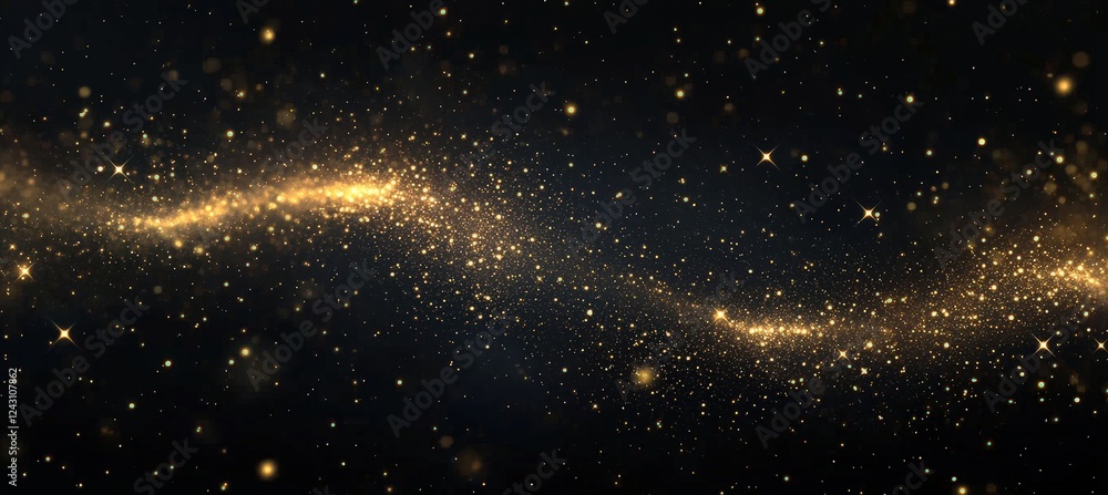 Poster an abstract representation featuring a flowing wave of dark particles blended with brilliant shining
