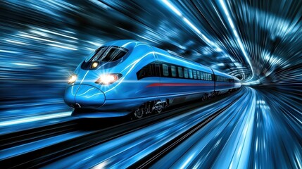 Fototapeta premium A powerful high-speed train races along the tracks with unmatched precision. 