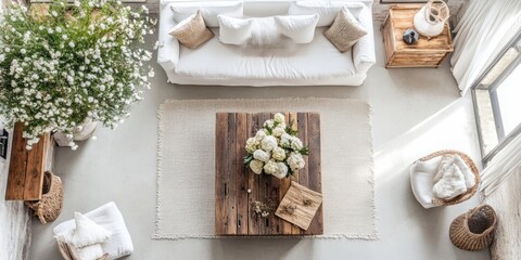 White Sofa Rustic Decor Natural Light Bright Room