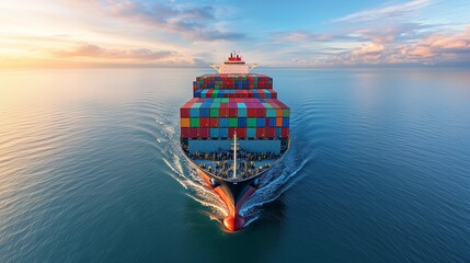 Container Ship in Open Sea – Cargo Freight Transportation