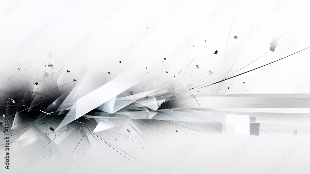 Poster white abstract futuristic technology wallpaper, digital background with geometric design, modern net