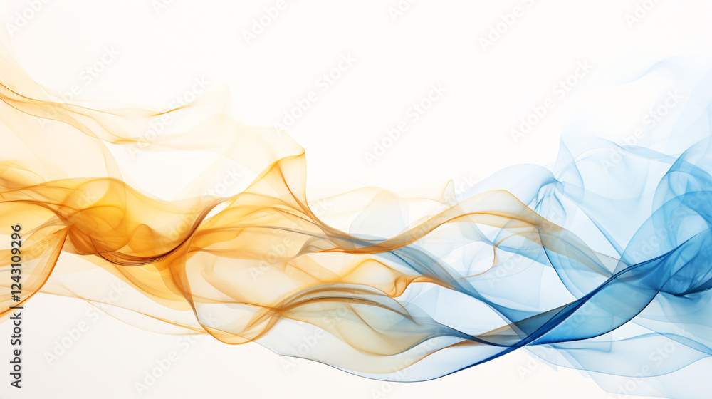 Aufkleber a white background featuring blue and gold swirls in the water, creating an abstract technology-insp