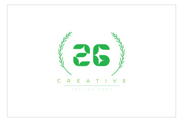 ZG letters eco logo with leaf. Fresh nature and healthy leaf logo design.