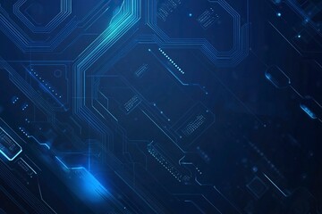 Fototapeta premium Abstract background with digital brain and circuit board, artificial intelligence concept. Vector illustration, stock photo contest winner, vector graphics, on dark blue background, high resolution. -