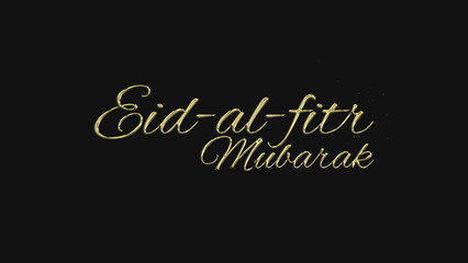Eid-al-Fitr Mubarak gold lettering text typography on gray or black background golden text banner illustration great for wishing and celebrating Happy Eid-al-Fitr Mubarak with your loved ones