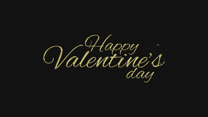Happy Valentine's Day gold lettering text typography on gray or black background golden text banner illustration great for wishing and celebrating Happy Valentines Day with your loved ones