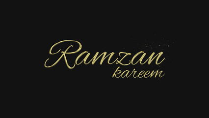 Ramzan Kareem gold lettering text typography on gray or black background golden text banner illustration great for wishing and celebrating Happy Ramzan Kareem with your loved ones