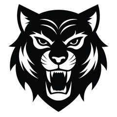 Fototapeta premium Angry tiger head silhouette on white background 1