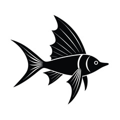 Obraz premium Swordtail Silhouette Vector Art and Black Swordtail Fish Design