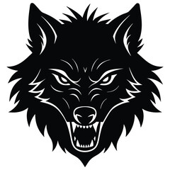 Fototapeta premium Angry wolf silhouette with white background 3