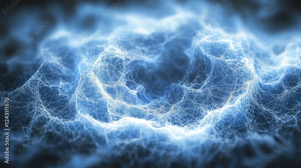Poster abstract network mesh: digital connections and interwoven structures
