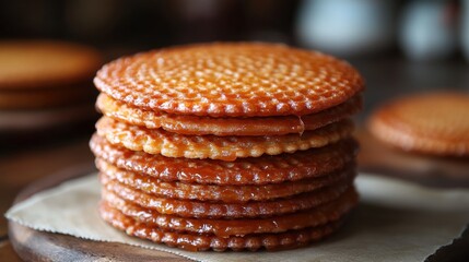 A Dutch stroopwafel with caramel filling