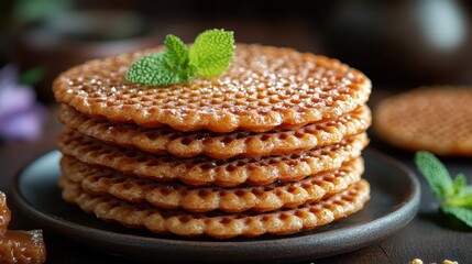 A Dutch stroopwafel with caramel filling