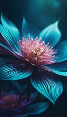 Obraz premium Ethereal Bloom: Turquoise and Pink Symphony