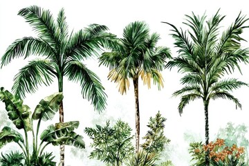 Artistic Depiction of Old-Fashioned Coconut Palms