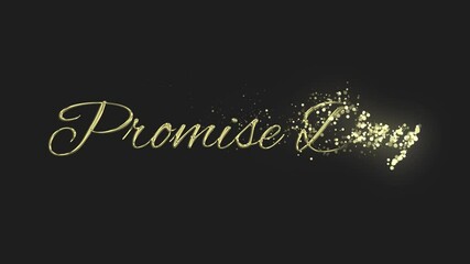 Promise Day gold particles text animation on black and grey background Gold text lettering animation for celebrating and wishing happy promise day to your loved one