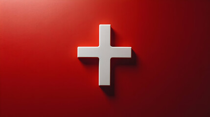 Obraz premium White cross on red background