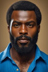 Obraz premium arafed man with a beard and a blue shirt