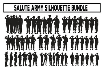Salute Army Soldier Silhouette Bundle