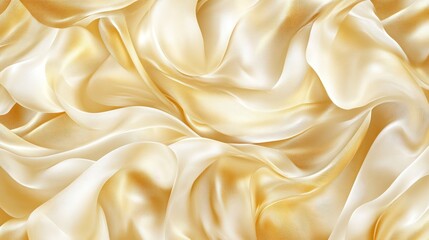 Fototapeta premium A smooth, flowing fabric in soft golden hues, creating an elegant and luxurious texture.
