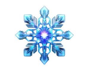 glowing neon snowflake with radiant blue design, showcasing intricate patterns and futuristic aesthetic. This digital artwork captures essence of winter magic
