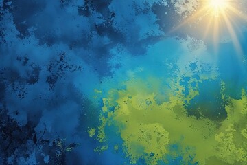 Obraz premium Cool Blue and Fresh Lime Gradient Background with Soft Sunlight and Textured Finish for Casual Design Projects