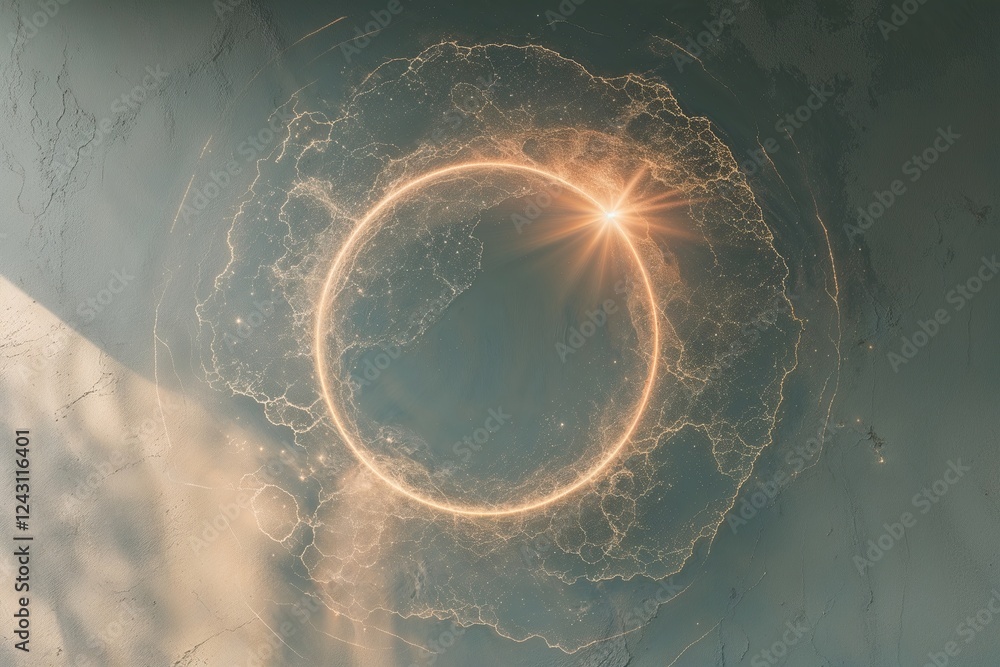 Aufkleber surreal dispersion texture overlay with soft circular flare on subtle background wall
