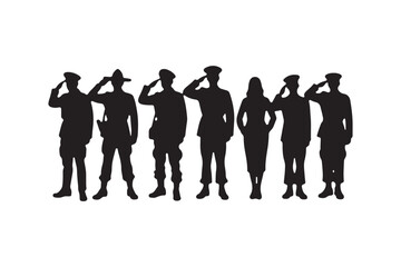 Salute Army Soldier Silhouette Bundle