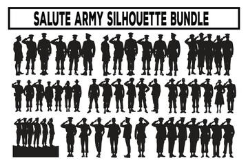 Salute Army Soldier Silhouette Bundle