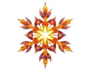 glowing snowflake made of frozen fire, combining elements of fantasy and surrealism. This unique design captivates with its vibrant colors and intricate details