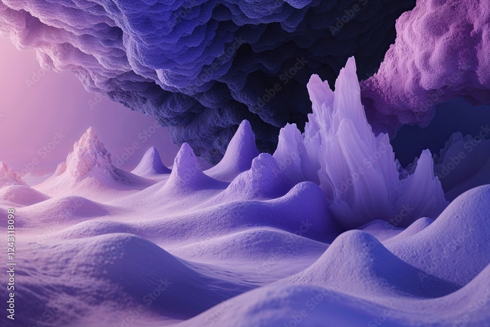Poster surreal periwinkle onyx blush sapphire color bio-design panorama with abstract textures and smooth g