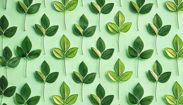 Green plant and leafs pattern. Pencil, hand drawn natural illustration. Simple organic plant