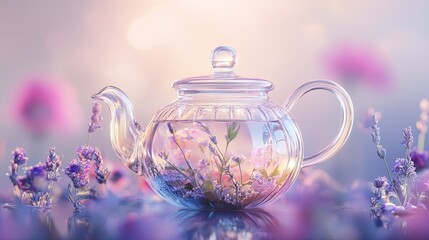 Delicate glass teapot with herbal infusion, celebrating National Tea Day.