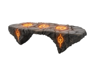 mystical floating stone bridge with glowing runes, creating enchanting atmosphere. This unique structure features intricate designs and emits warm, magical light