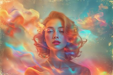 Enchanting Retro Grain Texture with Colorful Light Flow Overlay