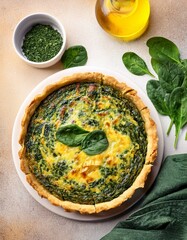 Delicious spinach quiche pie