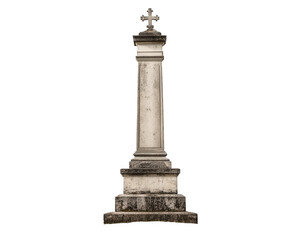 Fototapeta premium Historic war memorial, solemn and isolated, stands on transparency background, evoking reflection and remembrance. Its weathered stone structure symbolizes sacrifice and honor