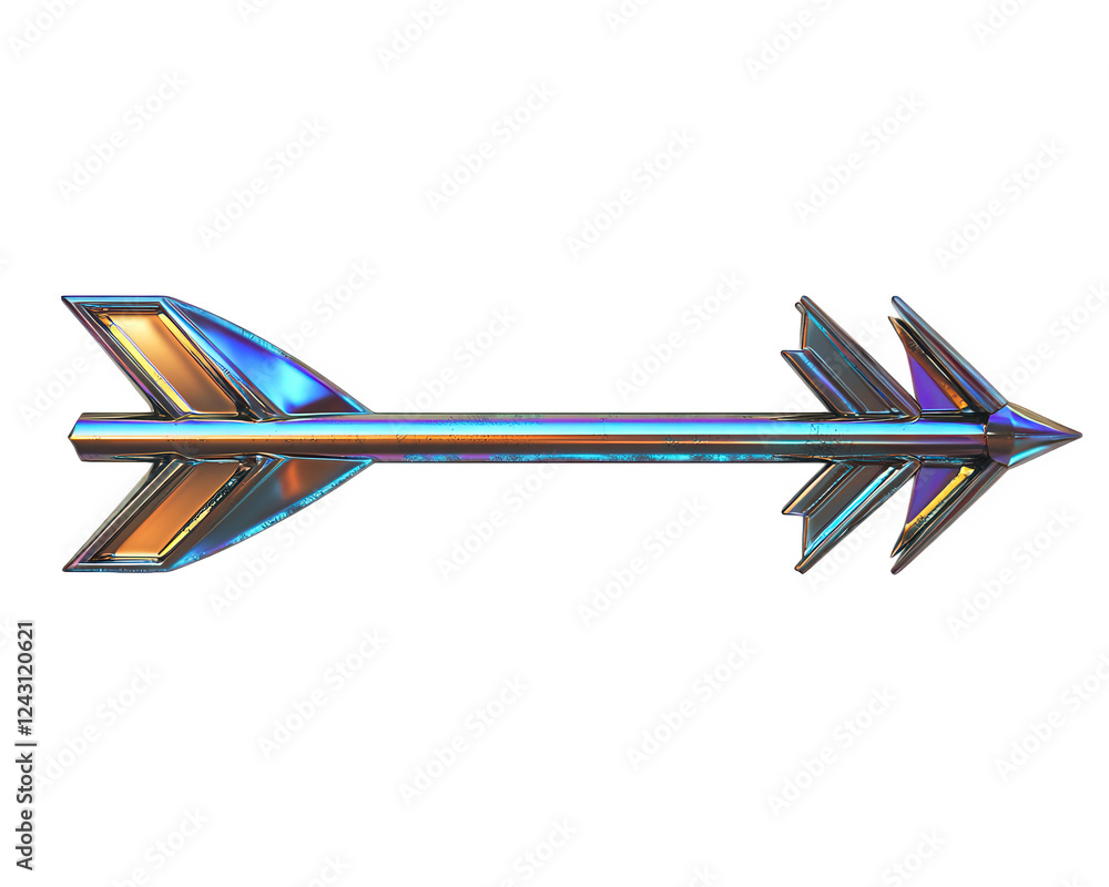 Aufkleber futuristic arrow design with shiny, metallic finish, isolated on transparency background. this sleek