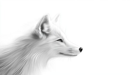 Obraz premium White Fox Illustration with Detailed Fur Texture and Simple Clean Background