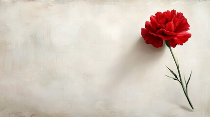 Elegant composition of a single red carnation, Portugal National Day.