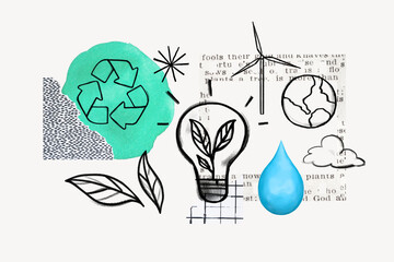 Sustainable energy, environment doodle remix