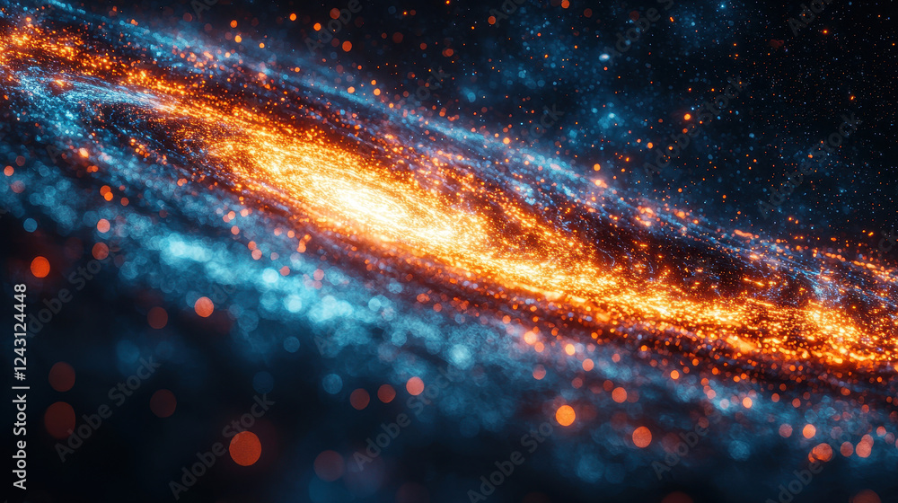 Poster quantum duality visualization reveals alternate realities with glowing cosmic filaments and particle