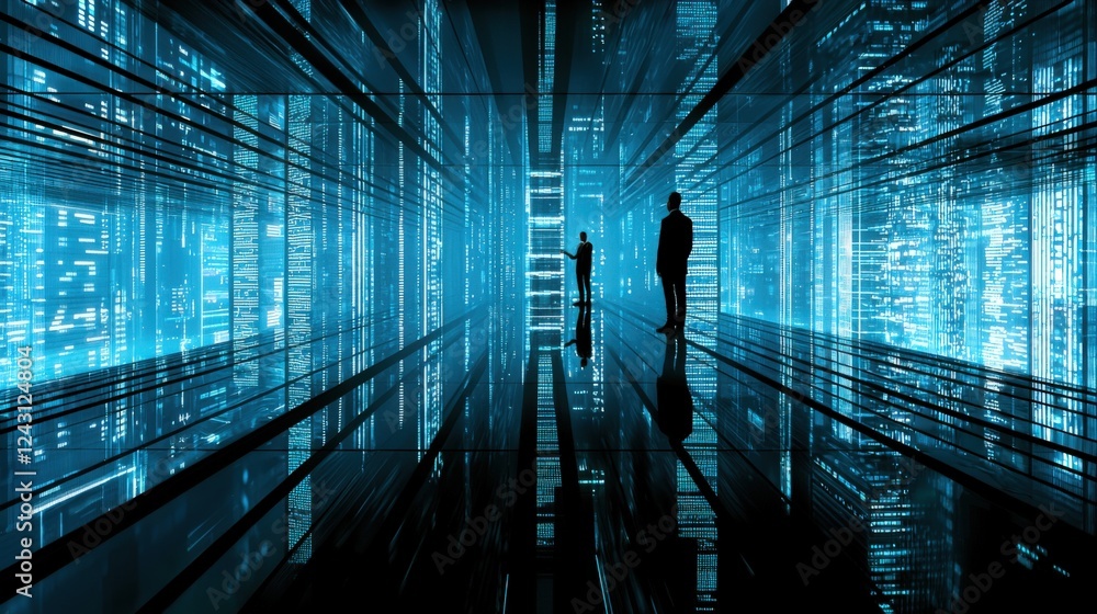 Poster data-driven interaction futuristic digital city visual art virtual environment perspective viewpoint