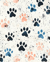 Cute Animal Paw Prints Pattern Design