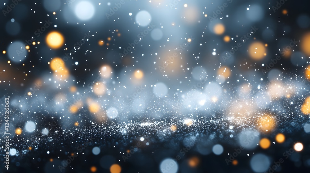 Aufkleber Breathtaking image of a winter night landscape with swirling snowflakes illuminated by a glowing mystical light  The dark background creates a sense of mystery and enchantment while the shimmering