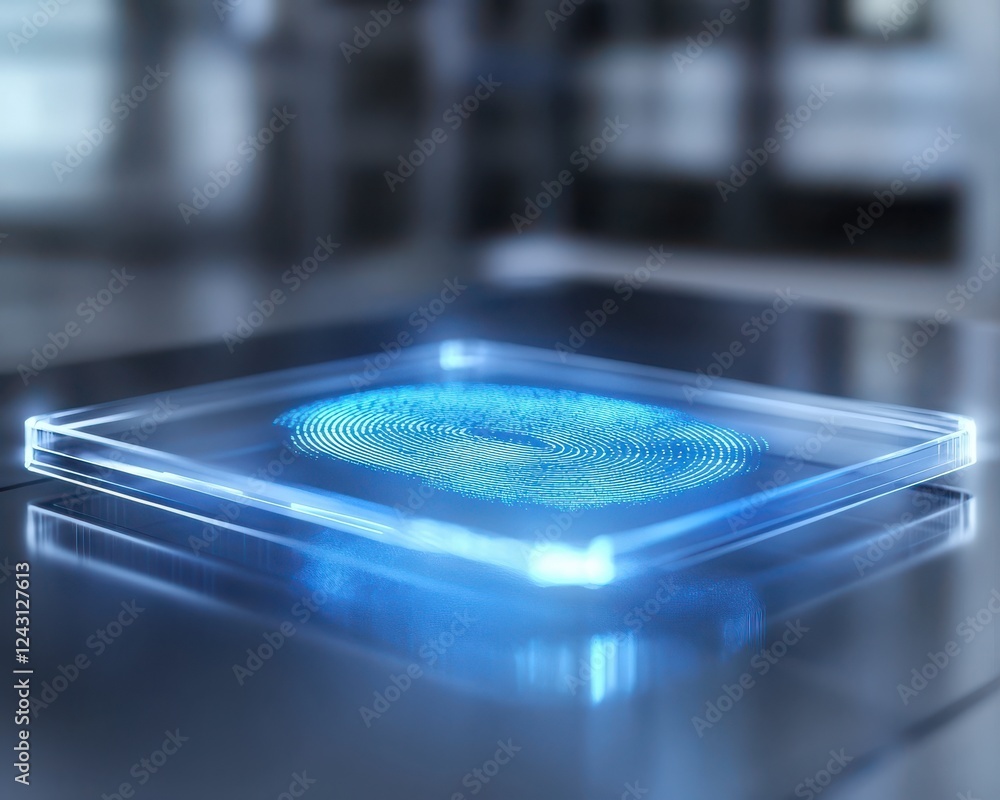 Poster a futuristic holographic display showcasing intricate patterns and designs, representing advanced te