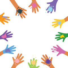 Abstract image of hands adorned with gulal, capturing the essence of Holis vibrant hues and the sense of community it fosters